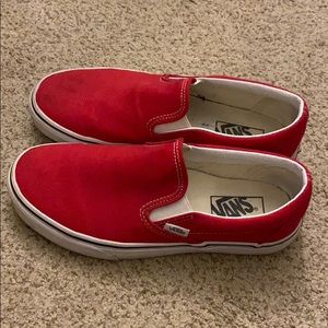 Vans red slip ons